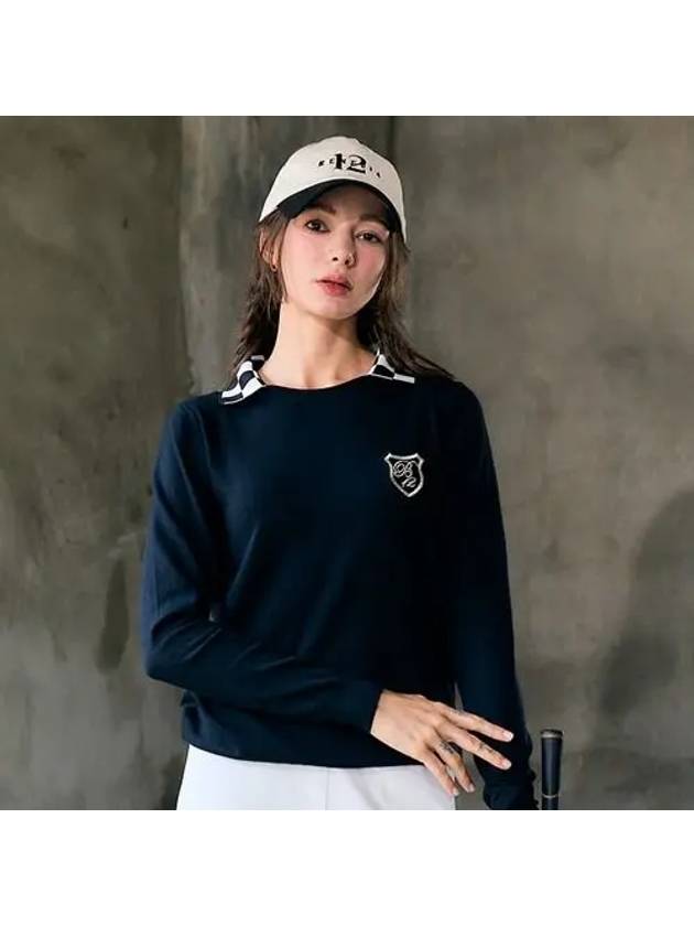 Checkerboard collar long sleeve black - BENECIA12 - BALAAN 1