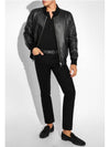 Grained Leather Two Way Zip Up Bomber Jacket Black - TOM FORD - BALAAN 5