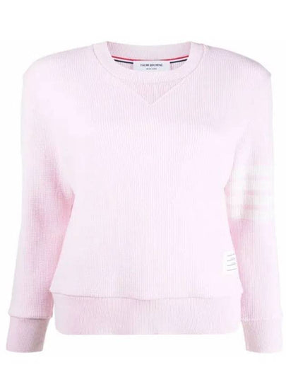 4-Bar Striped Waffle Wool Cashmere Pullover Knit Top Light Pink - THOM BROWNE - BALAAN 2