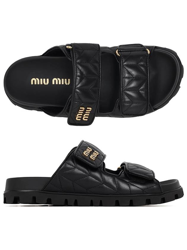 Matelasse Nappa Leather Slippers Black - MIU MIU - BALAAN 2