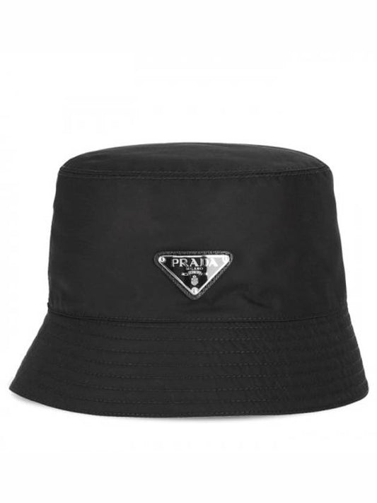 Triangle Logo Re-nylon Bucket Hat Black - PRADA - BALAAN 1