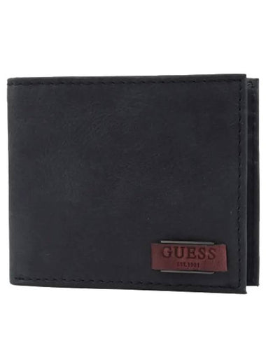 Logo Leather Half Wallet Black - GUESS - BALAAN 1