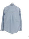 Small Heart Logo Gingham Button Long Sleeves Shirt Sky Blue - AMI - BALAAN 5