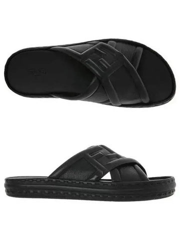 Cross logo black sandals 271090 - FENDI - BALAAN 1