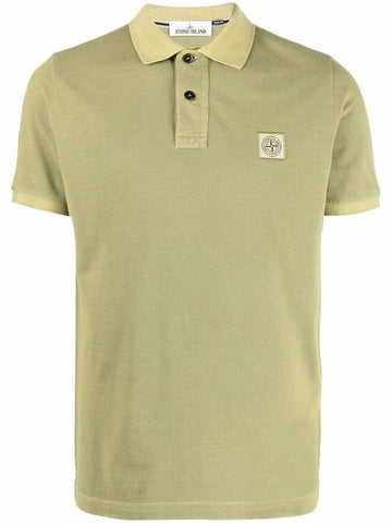 Men's Logo Patch Cotton Short Sleeve Polo Shirt Green - STONE ISLAND - BALAAN 1