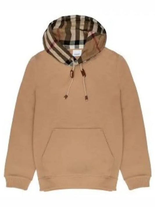 Check Cotton Blend Hoodie Camel Beige - BURBERRY - BALAAN 2