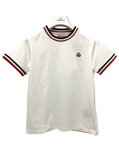 Kids Logo Patch Three Stripe Lining Short Sleeve T shirt 8Y 10Y Snow White 8C00023 83092 034 - MONCLER - BALAAN 2