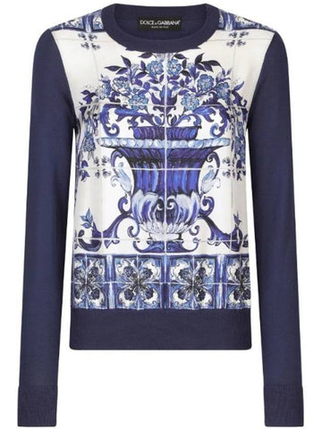 majolica print knit top - DOLCE&GABBANA - BALAAN 1