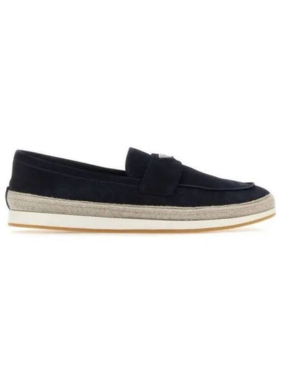 Triangle Logo Suede Loafers Navy - PRADA - BALAAN 2