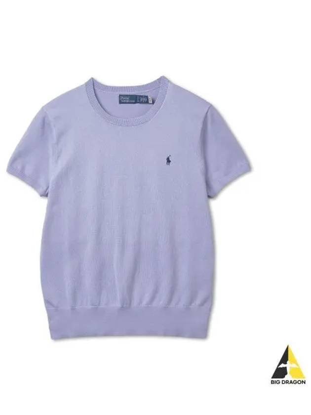 W Cotton Blend Short Sleeve Sweater Lavender - POLO RALPH LAUREN - BALAAN 1