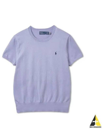 W Cotton Blend Short Sleeve Sweater Lavender - POLO RALPH LAUREN - BALAAN 1