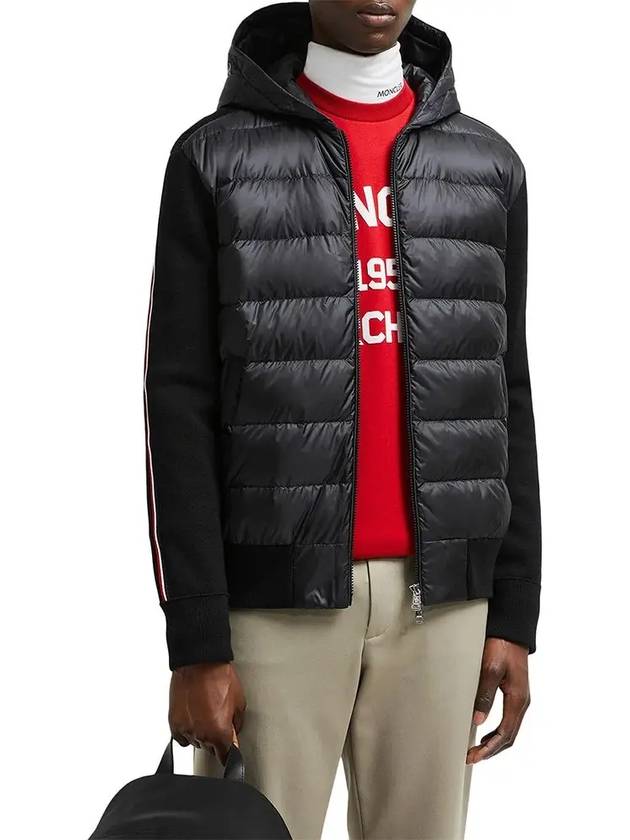 Quilted Wool Cardigan Black - MONCLER - BALAAN 3