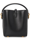 Le 37 Signature YSL Logo Shiny Leather Mini Bucket Bag Black - SAINT LAURENT - BALAAN 4