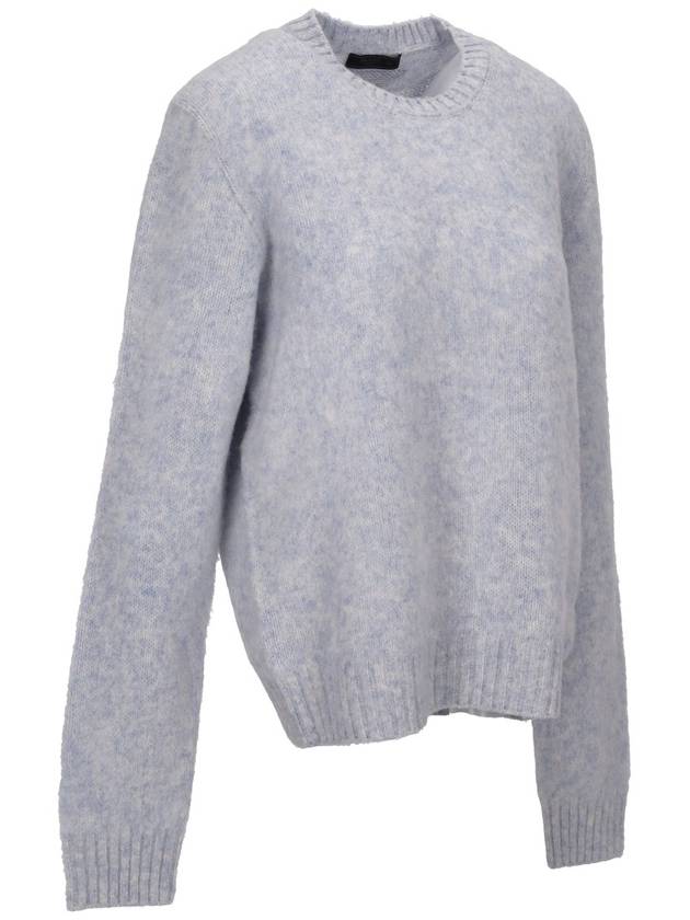 Shetland Wool Crewneck Sweater Light Blue - PRADA - BALAAN 4