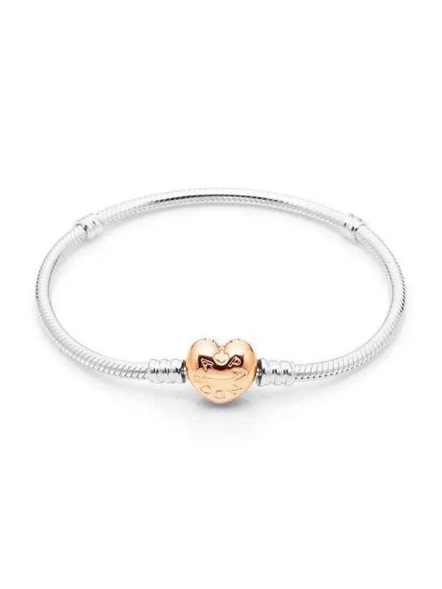 Moments Heart Clasp Snake Chain Bracelet Silver - PANDORA - BALAAN 3