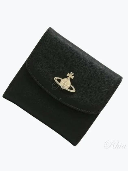 Saffiano Logo Small Half Wallet Black - VIVIENNE WESTWOOD - BALAAN 2