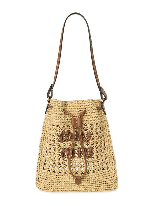 Woven Fabric Mini Bucket Bag Beige - MIU MIU - BALAAN 2