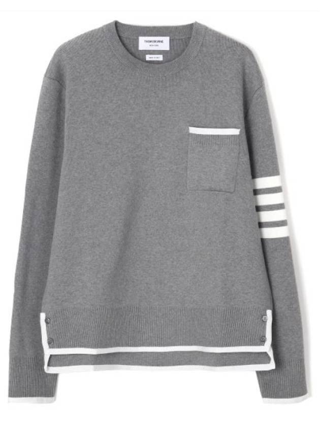 Milano Stitch 4-Bar Boxy Crew Neck Pullover Knit Top Grey - THOM BROWNE - BALAAN 2