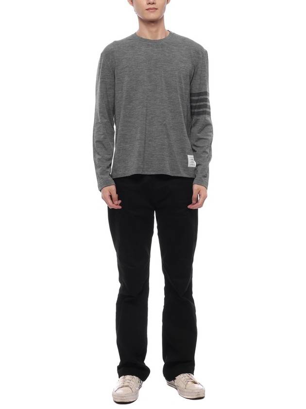 4-Bar Long Sleeve T-Shirt Grey - THOM BROWNE - BALAAN 4