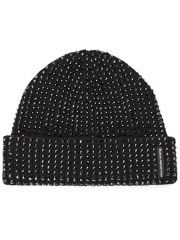 Alexander Wang Rib Beanie With Allover Hotfix Crystal Accessories - ALEXANDER WANG - BALAAN 1