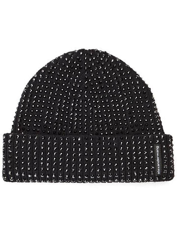 Alexander Wang Rib Beanie With Allover Hotfix Crystal Accessories - ALEXANDER WANG - BALAAN 1