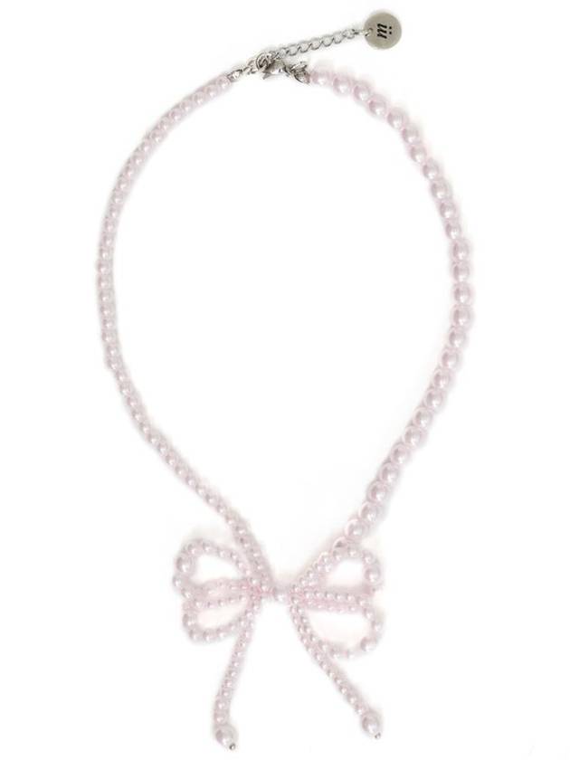 Ribbon Pearl Necklace Baby Pink - MSKN2ND - BALAAN 1