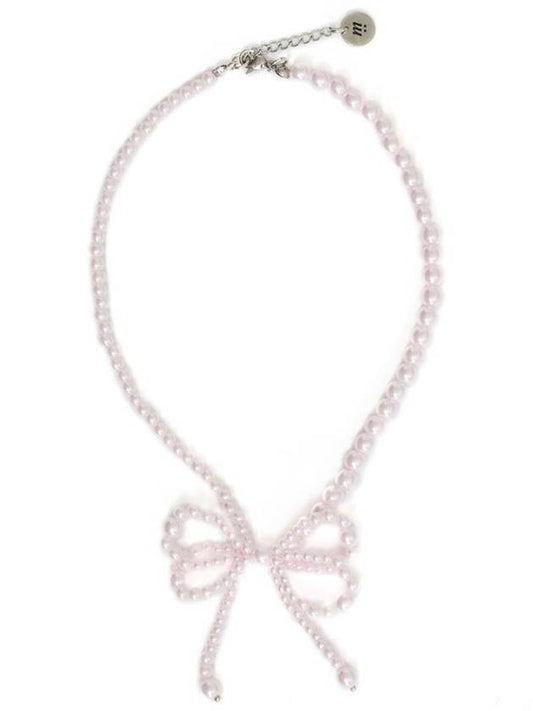 Ribbon Pearl Necklace Baby Pink - MSKN2ND - BALAAN 2