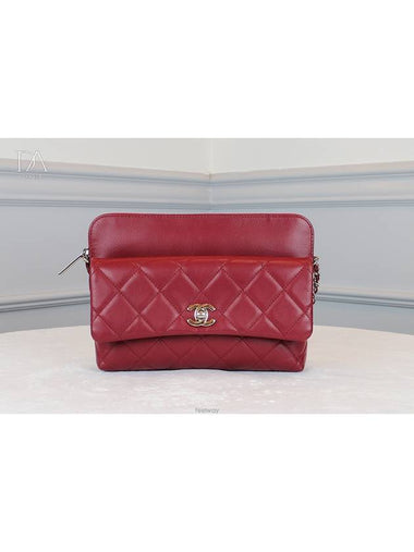 Used luxury goods Daol 24th calfskin chain flap bag red condition A - CHANEL - BALAAN 1