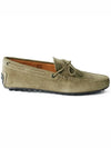 Men's City Gommino Suede Driving Shoes Beige - TOD'S - BALAAN 3