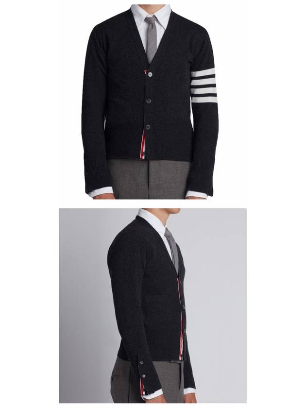 Men's Diagonal Classic Cashmere Cardigan Dark Grey - THOM BROWNE - BALAAN 6