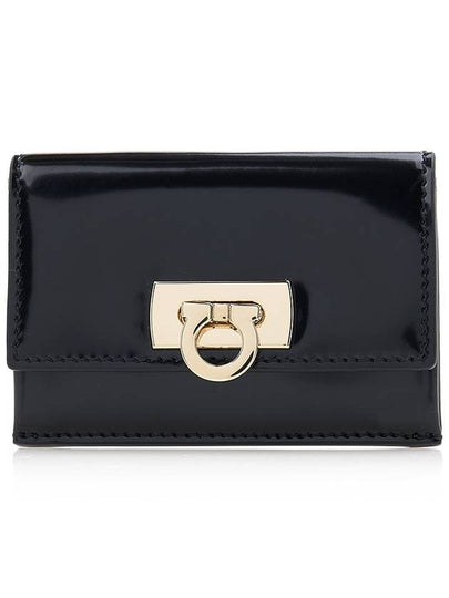 Women's Logo Closure Card Wallet Black - SALVATORE FERRAGAMO - BALAAN 2