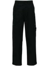 Regular Fit Cargo Cotton Canvas Straight Pants Black - STONE ISLAND - BALAAN 2