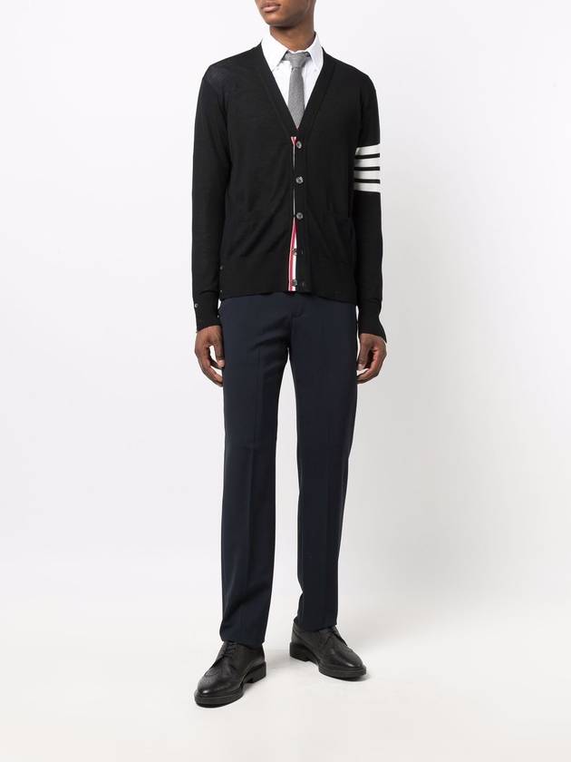 Men's Sustainable Classic Diagonal Wool Cardigan Black - THOM BROWNE - BALAAN 3