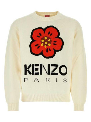 Boke Flower Wool Jumper Knit Top White - KENZO - BALAAN 1