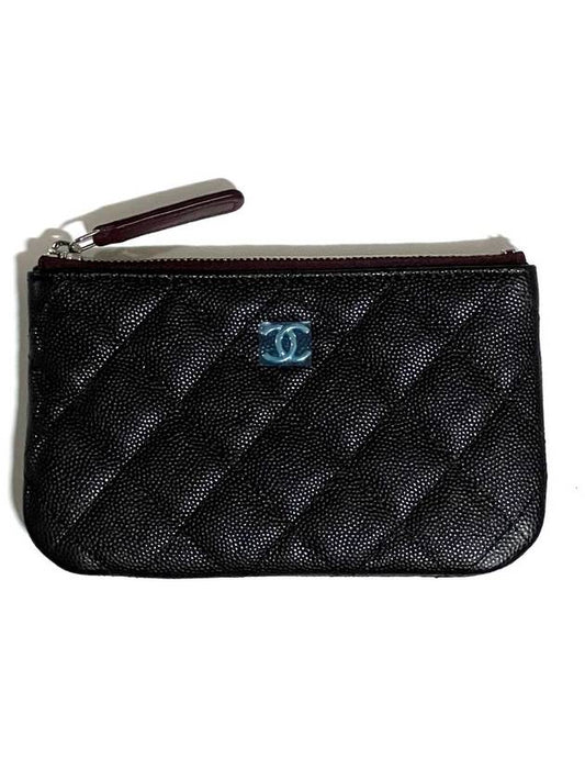 Nell Classic Mini Clutch Pouch Black Silver Caviar A82365 - CHANEL - BALAAN 1