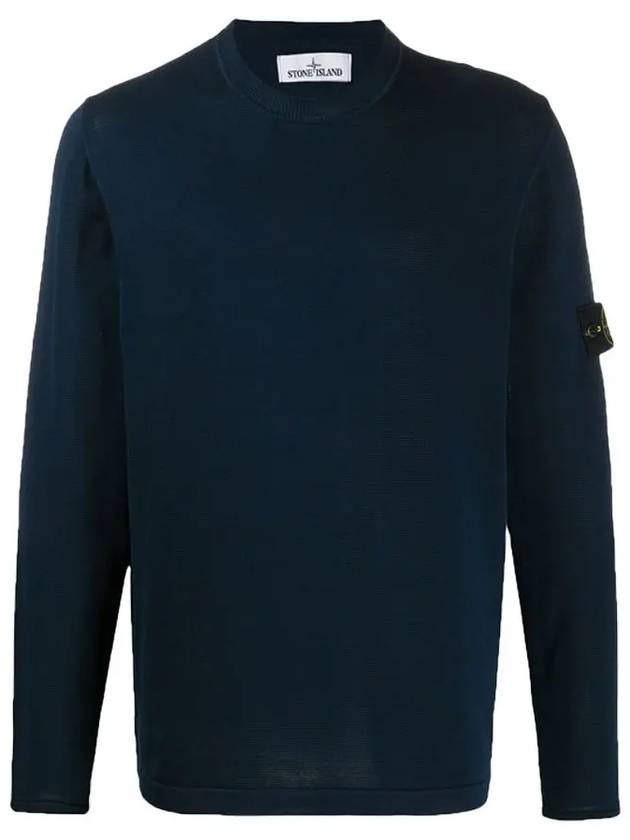 Men's Logo Wappen Crew Neck Knit Sweatshirt Navy - STONE ISLAND - BALAAN 3