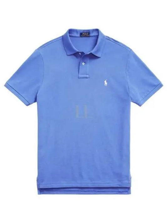 Embroidered Pony White Slim Fit Polo Shirt Blue - POLO RALPH LAUREN - BALAAN 2