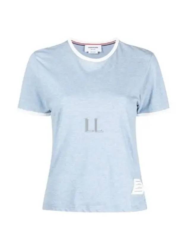 Women's Melange Jersey Ringer Short Sleeve T-Shirt Light Blue - THOM BROWNE - BALAAN 2