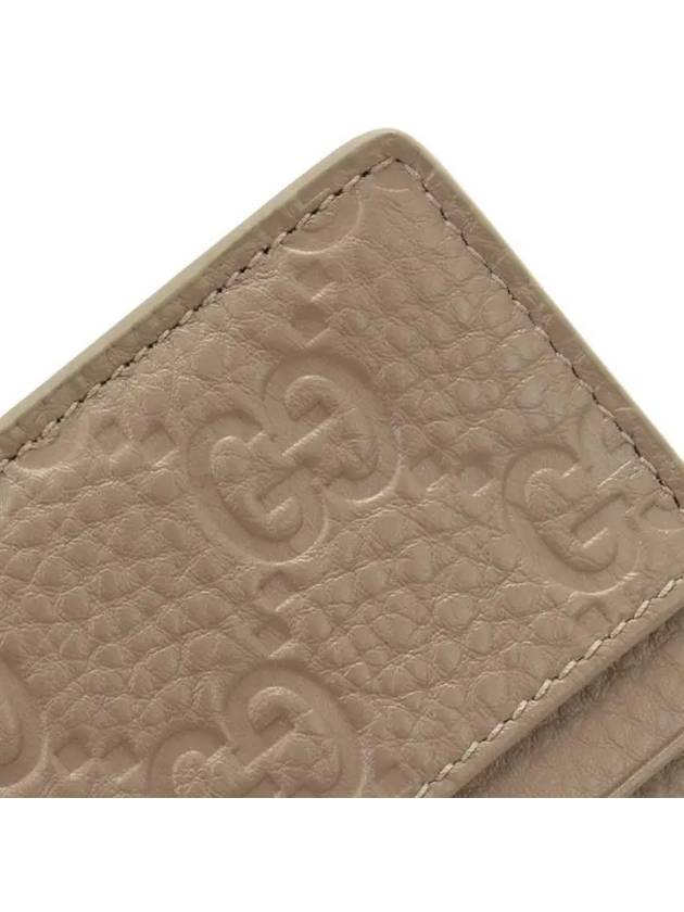 GG Emblem Leather Card Wallet Taupe - GUCCI - BALAAN 6