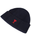 Logo Patch Merano Wool Beanie Navy - AMI - BALAAN 4