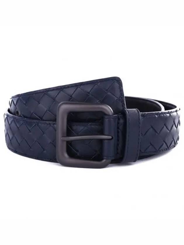 Intrecciato Leather Belt Navy - BOTTEGA VENETA - BALAAN 2