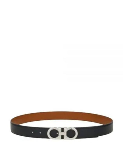 Gancini Buckle Reversible Leather Belt Black - SALVATORE FERRAGAMO - BALAAN 2