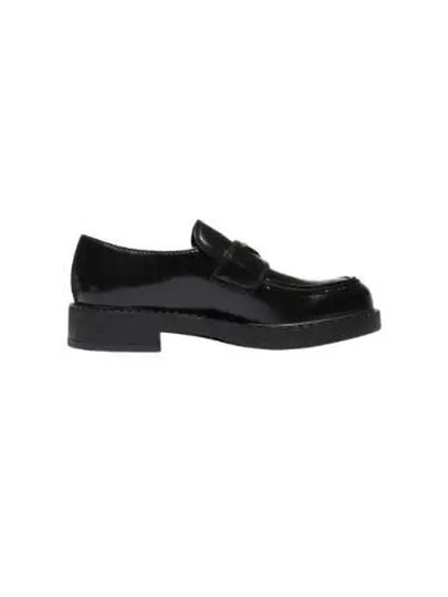 Chocolate Brushed Leather Loafers Black - PRADA - BALAAN 2