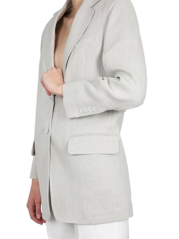 Women's Oversized Linen Blazer Jacket White - MAX MARA - BALAAN 5