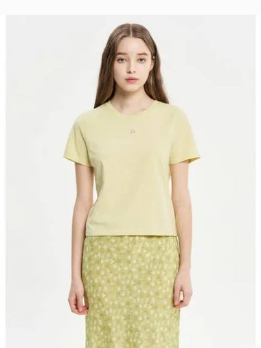 Women s Fox Patch T Shirt Chalk Yellow Domestic Product GM0024032500069 - MAISON KITSUNE - BALAAN 1