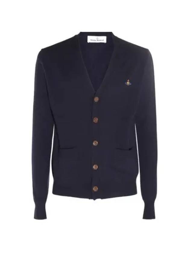 Logo Embroided Button Wool Cardigan Navy - VIVIENNE WESTWOOD - BALAAN 2