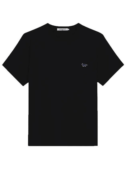 Navy Fox Patch Classic Pocket Cotton Short Sleeve T-Shirt Black - MAISON KITSUNE - BALAAN 2