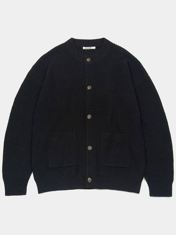 Oversized Wool Knit Cardigan Black - EXCONTAINER - BALAAN 1