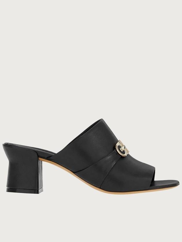 Gancini Ornament Sandal Heels Black - SALVATORE FERRAGAMO - BALAAN 2