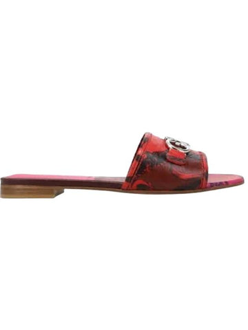 Salvatore Gancini Metal Rosso Leather Slippers Red - SALVATORE FERRAGAMO - BALAAN 1